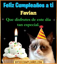 GIF Gato meme Feliz Cumpleaños Favian